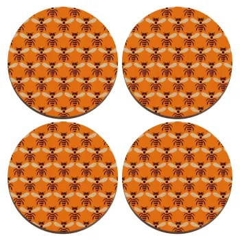 Μελισσούλες, ΣΕΤ x4 Σουβέρ ξύλινα στρογγυλά plywood (9cm)