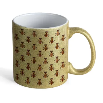 Bee, Κούπα Χρυσή Glitter που γυαλίζει, κεραμική, 330ml
