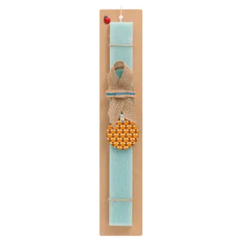 Bee, Easter Set, wooden keychain & aromatic flat Easter candle (30cm) (TURQUOISE)