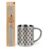 Easter Set, metallic thermal cup (300ml) & Easter aromatic flat candle (30cm) (GRAY)