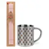 Easter Set, metallic thermal cup (300ml) & aromatic flat Easter candle (30cm) (PINK)