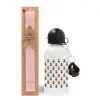 Easter Set, metallic aluminum bottle (500ml) & aromatic flat Easter candle (30cm) (PINK)