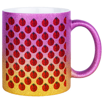 Coccinella, Κούπα Χρυσή/Ροζ Glitter, κεραμική, 330ml