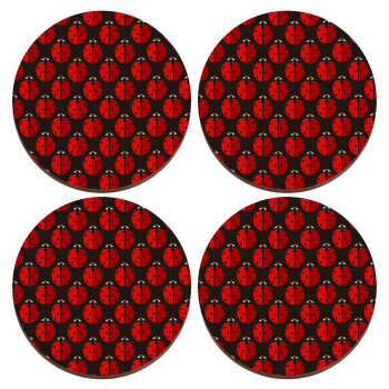 Coccinella, ΣΕΤ x4 Σουβέρ ξύλινα στρογγυλά plywood (9cm)