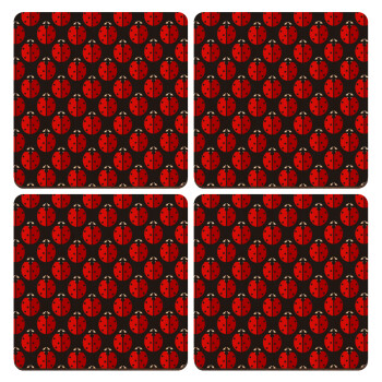 Coccinella, ΣΕΤ x4 Σουβέρ ξύλινα τετράγωνα plywood (9cm)