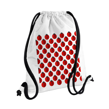 Πασχαλίτσα, Τσάντα πλάτης πουγκί GYMBAG λευκή, με τσέπη (40x48cm) & χονδρά κορδόνια