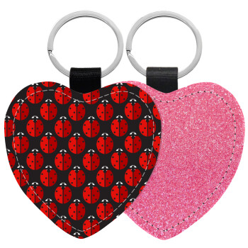 Πασχαλίτσα, Μπρελόκ PU δερμάτινο glitter καρδιά ΡΟΖ