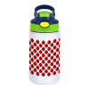 Children's hot water bottle, stainless steel, with safety straw, green, blue (350ml)