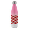 Metal mug thermos Pink/White (Stainless steel), double wall, 500ml