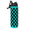 Metallic water bottle with safety lid, 850ml aluminum