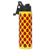 Metallic water bottle with safety lid, 850ml aluminum