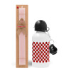 Easter Set, metallic aluminum bottle (500ml) & aromatic flat Easter candle (30cm) (PINK)