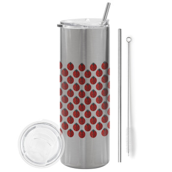 Coccinella, Tumbler stainless steel Silver 600ml, with metal straw & cleaning brush