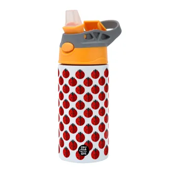 Πασχαλίτσα, Παιδικό παγούρι θερμό, ανοξείδωτο, με καλαμάκι ασφαλείας, Πορτοκαλί/Γκρι (360ml) BPA-FREE