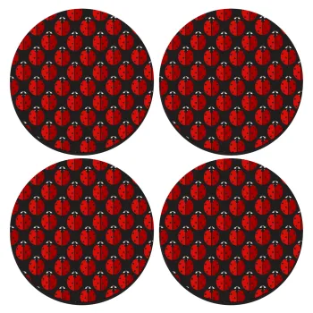 Πασχαλίτσα, ΣΕΤ 4 Σουβέρ ξύλινα στρογγυλά (9cm)