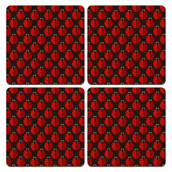 Πασχαλίτσα, ΣΕΤ x4 Σουβέρ ξύλινα τετράγωνα plywood (9cm)