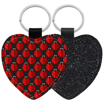 Πασχαλίτσα, Μπρελόκ PU δερμάτινο glitter καρδιά ΜΑΥΡΟ