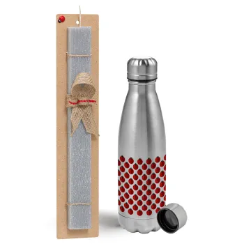 Coccinella, Easter Set, metallic Inox water bottle (750ml) & aromatic flat Easter candle (30cm) (GRAY)