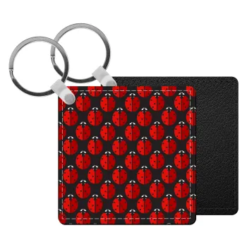 Πασχαλίτσα, Μπρελόκ Δερματίνη, τετράγωνο ΜΑΥΡΟ (5x5cm)