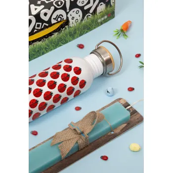 Πασχαλίτσα, Πασχαλινή Λαμπάδα με παγούρι μεταλλικό (620ml, stainless steel) & κερί αρωματικό πλακέ (30cm) (ΤΙΡΚΟΥΑΖ)