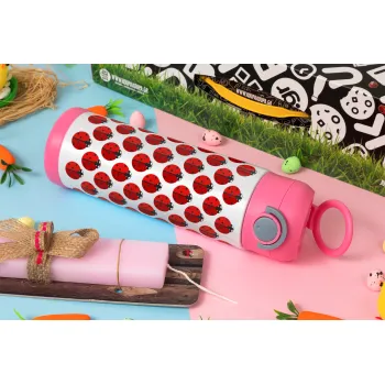 Πασχαλίτσα, Πασχαλινή Λαμπάδα με Παιδικό παγούρι θερμό, ανοξείδωτο, με καλαμάκι ασφαλείας, ΡΟΖ (500ml)