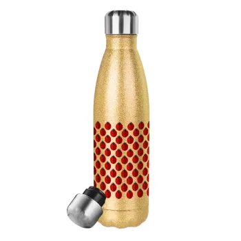 Coccinella, Glitter gold stainless steel thermos bottle, double-walled, 500ml
