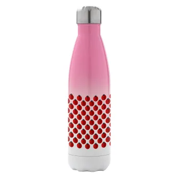 Πασχαλίτσα, Μεταλλικό παγούρι θερμός Ροζ/Λευκό (Stainless steel), διπλού τοιχώματος, 500ml