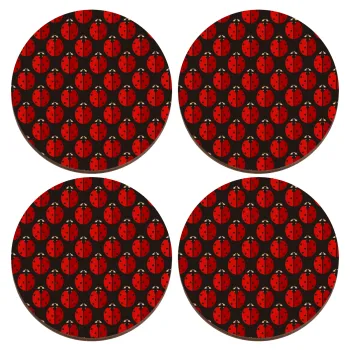 Πασχαλίτσα, ΣΕΤ x4 Σουβέρ ξύλινα στρογγυλά plywood (9cm)