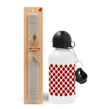 Coccinella, Easter Set, metallic aluminum water bottle (500ml) & aromatic flat Easter candle (30cm) (GRAY)