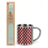 Easter Set, metallic thermal cup (300ml) & aromatic flat Easter candle (30cm) (TURQUOISE)