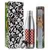 Easter Set, metallic stainless thermos flask (500ml) & scented flat Easter candle (30cm) (GRAY)