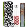 Easter candle, metallic white thermos bottle (500ml) & aromatic flat candle (30cm) (GRAY)