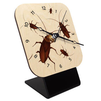 Blattodea, Quartz Table clock in natural wood (10cm)