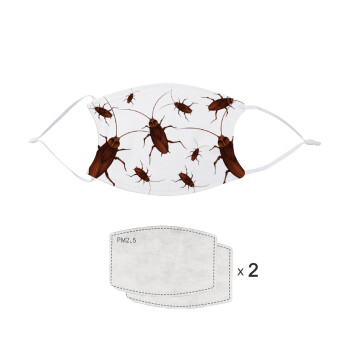 Κατσαρίδα, Μάσκα υφασμάτινη παιδική πολλαπλών στρώσεων 10χ15cm, με 2 φίλτρα προστασίας PM2.5