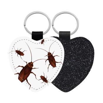 Blattodea, Μπρελόκ PU δερμάτινο glitter καρδιά ΜΑΥΡΟ