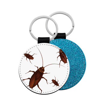 Blattodea, Μπρελόκ Δερματίνη, στρογγυλό ΜΠΛΕ (5cm)