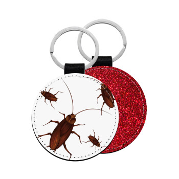 Blattodea, Μπρελόκ Δερματίνη, στρογγυλό ΚΟΚΚΙΝΟ (5cm)