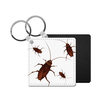 Blattodea, Μπρελόκ Δερματίνη, τετράγωνο ΜΑΥΡΟ (5x5cm)