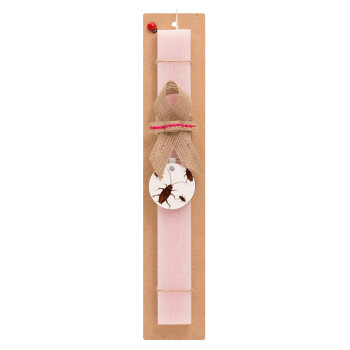 Blattodea, Easter Set, wooden keychain & scented flat Easter candle (30cm) (PINK)