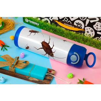 Κατσαρίδα, Πασχαλινή Λαμπάδα με Παιδικό παγούρι θερμό, ανοξείδωτο, με καλαμάκι ασφαλείας, ΜΠΛΕ (500ml)