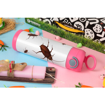 Κατσαρίδα, Πασχαλινή Λαμπάδα με Παιδικό παγούρι θερμό, ανοξείδωτο, με καλαμάκι ασφαλείας, ΡΟΖ (500ml)