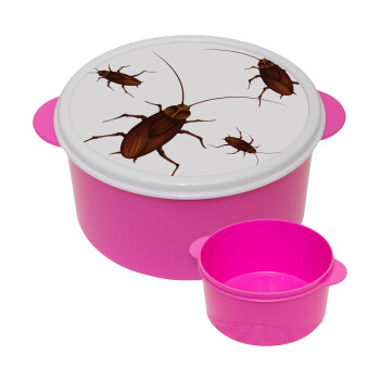 Κατσαρίδα, ΡΟΖ παιδικό δοχείο φαγητού (lunchbox) πλαστικό (BPA-FREE) Lunch Βox M16 x Π16 x Υ8cm