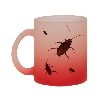 Κατσαρίδα, Κούπα γυάλινη δίχρωμη με βάση το κόκκινο ματ, 330ml