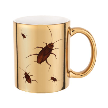 Blattodea, Mug ceramic, gold mirror, 330ml