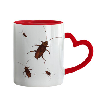 Blattodea, Mug heart red handle, ceramic, 330ml