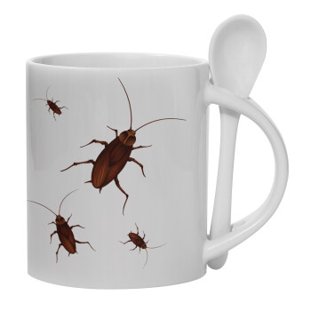 Blattodea, Ceramic coffee mug with Spoon, 330ml (1pcs)