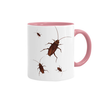 Κατσαρίδα, Κούπα χρωματιστή ροζ, κεραμική, 330ml