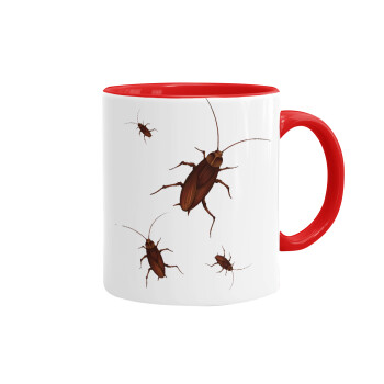 Κατσαρίδα, Κούπα χρωματιστή κόκκινη, κεραμική, 330ml