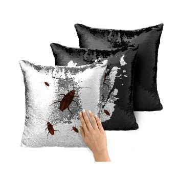 Blattodea, Μαξιλάρι καναπέ Μαγικό Μαύρο με πούλιες 40x40cm περιέχεται το γέμισμα