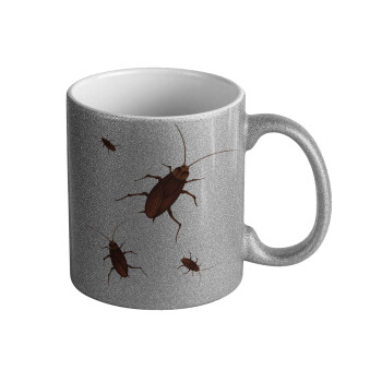 Κατσαρίδα, Κούπα Ασημένια Glitter που γυαλίζει, κεραμική, 330ml
